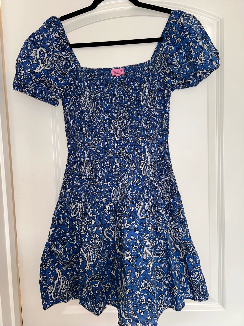 Miami Blue Paisley Smocked Kids Dress With Puff Sleeves